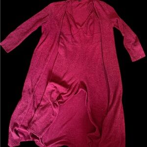 2Pc Fuschia knit Cardigan & strappy Jumper.